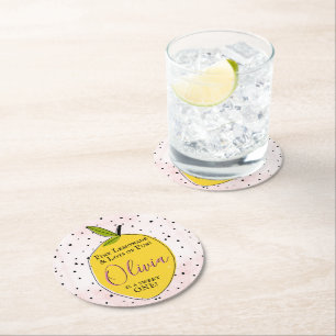 Dessous-de-verre Rond En Papier Lemonade rose moderne 1er anniversaire