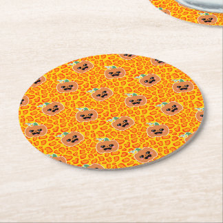 Dessous-de-verre Rond En Papier Leopard print Halloween pattern