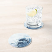 Dessous-de-verre Rond En Papier Les dauphins plongeurs dans le surf (En situation)