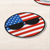 Dessous-de-verre Rond En Papier Les Etats-Unis Geeky tendants drôles Countryball (Incliné)