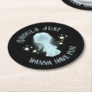 Dessous-de-verre Rond En Papier "Les goules veulent juste s'amuser !" Drôle d'Hall