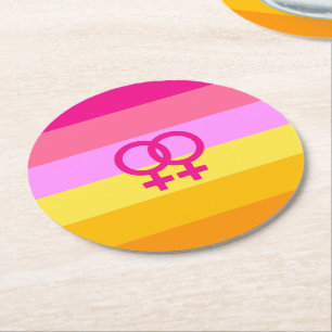Dessous-de-verre Rond En Papier Lesbienne Dawn Pride Femmes qui aiment les femmes