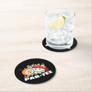 Dessous-de-verre Rond En Papier Lets Par Tee Golf Pun - Golf Party