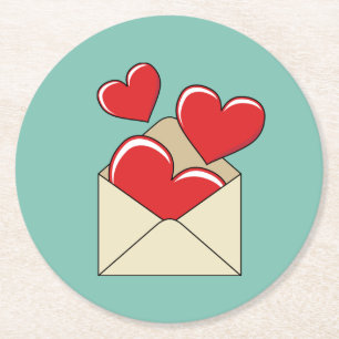 Dessous-de-verre Rond En Papier Lettre d'amour