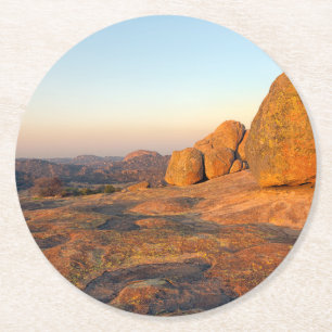 Dessous-de-verre Rond En Papier Lever de soleil sur les collines de Matobo
