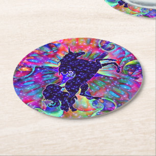 Dessous-de-verre Rond En Papier LICORNE DE L'UNIVERS multicolore
