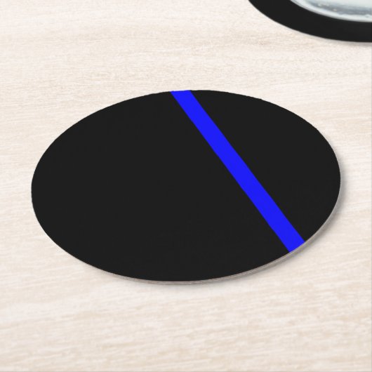 Dessous-de-verre Rond En Papier Ligne Bleue Mince Symbolique verticale (Incliné)