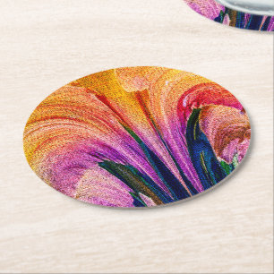 Dessous-de-verre Rond En Papier Lily Abstraite Bourgogne Lily Doux - Amélioré
