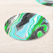 Dessous-de-verre Rond En Papier Lime Green et Aqua Blue Bubble Art Abstrait (Incliné)
