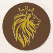 Dessous-de-verre Rond En Papier Lion Avec Couronne - Style Or 2 (Devant)