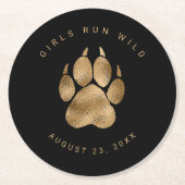 Dessous-de-verre Rond En Papier Lion Pawprint Girls Run Wild Black Gold ID1148 (Devant)