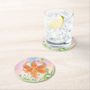Dessous-de-verre Rond En Papier Lis élégant personnalisé botanique Tiger Lily