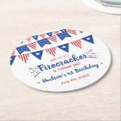 Dessous-de-verre Rond En Papier Little Firecracker 4 juillet 1ère fête d'anniversa (Incliné)
