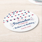 Dessous-de-verre Rond En Papier Little Firecracker 4 juillet 1ère fête d'anniversa (Incliné)
