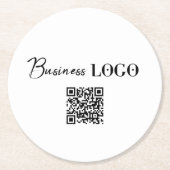 Dessous-de-verre Rond En Papier Logo de l'entreprise et code QR (Devant)
