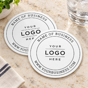 Dessous-de-verre Rond En Papier Logo de société blanc personnalisé rond pour site