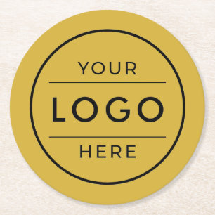 Dessous-de-verre Rond En Papier Logo de société personnalisé en or de luxe
