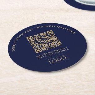 Dessous-de-verre Rond En Papier Logo d'entreprise de marque simple QR Code promoti