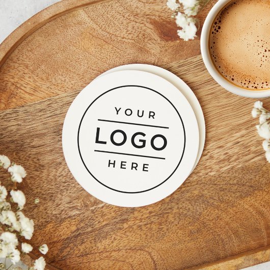 Dessous-de-verre Rond En Papier Logo d'entreprise personnalisé blanc arrondi