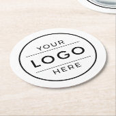 Dessous-de-verre Rond En Papier Logo d'entreprise personnalisé minimaliste moderne (Incliné)
