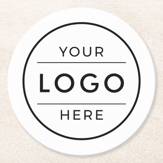 Dessous-de-verre Rond En Papier Logo d'entreprise personnalisé minimaliste moderne (Devant)