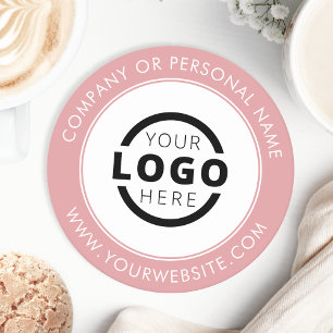 Dessous-de-verre Rond En Papier Logo d'entreprise personnalisé rose promotionnel