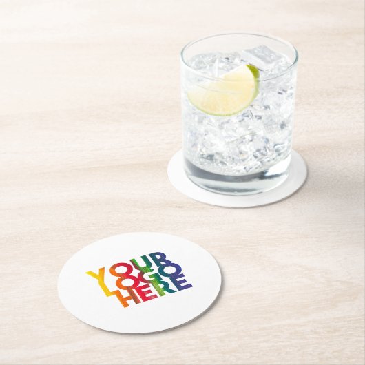 Dessous-de-verre Rond En Papier Logo d'entreprise simple blanc (En situation)