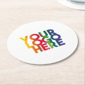 Dessous-de-verre Rond En Papier Logo d'entreprise simple blanc (Incliné)