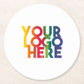 Dessous-de-verre Rond En Papier Logo d'entreprise simple blanc (Devant)