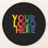 Dessous-de-verre Rond En Papier Logo d'entreprise simple en noir (Devant)