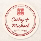 Dessous-de-verre Rond En Papier Logo du mariage chinois rose double bonheur (Devant)