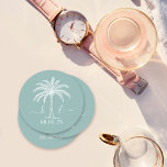 Dessous-de-verre Rond En Papier Logo du Mariage Monogramme personnalisé Palm Tree<br><div class="desc">Belle et élégante invitation de mariage Célébrez l'amour dans sa forme la plus pure avec des invitations qui reflètent l'élégance de votre union. Commandez vos élégantes invitations de mariage aujourd'hui et préparez le terrain pour une célébration aussi intemporelle que votre amour. Que vous teniez le noeud dans votre ville natale...</div>