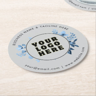 Dessous-de-verre Rond En Papier Logo et texte personnalisés minimalistes simples