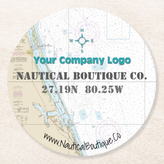 Dessous-de-verre Rond En Papier Logo Latitude Longitude Stuart Florida Graphique (Devant)