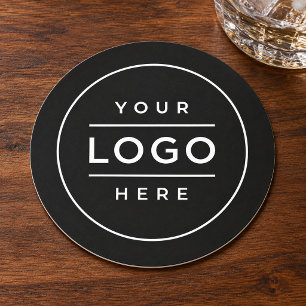 Dessous-de-verre Rond En Papier Logo Minimal sur Mesure Noir pour Entreprise
