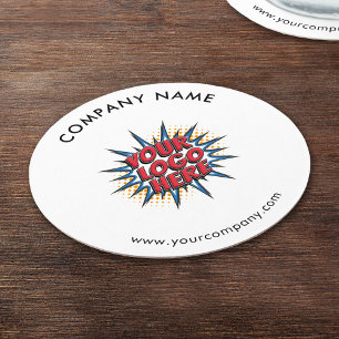 Dessous-de-verre Rond En Papier Logo personnalisé, Texte personnalisé, Blanc