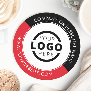 Dessous-de-verre Rond En Papier Logo promotionnel personnalisé en rouge