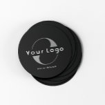 Dessous-de-verre Rond En Papier Logo sur Black   White Text Company Business<br><div class="desc">Dessous de verre de papier logo durables et absorbants avec un design simple et minimal disponible en plusieurs couleurs pour répondre à votre identité de marque. Ajoutez votre logo et votre texte.</div>
