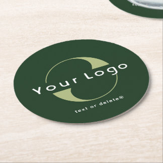 Dessous-de-verre Rond En Papier Logo sur Dark Green + White Text Company Business