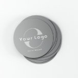 Dessous-de-verre Rond En Papier Logo sur Grey   White Text Company Business<br><div class="desc">Dessous de verre de papier logo durables et absorbants avec un design simple et minimal disponible en plusieurs couleurs pour répondre à votre identité de marque. Ajoutez votre logo et votre texte.</div>