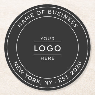 Dessous-de-verre Rond En Papier Logo sur mesure noir et blanc moderne pour entrepr