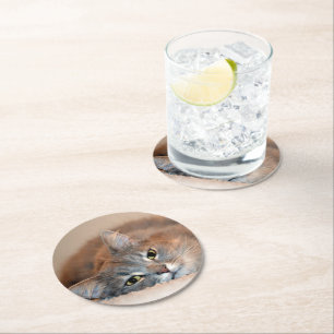 Dessous-de-verre Rond En Papier Long chapeau bleu russe par Shirley Taylor