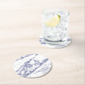 Dessous-de-verre Rond En Papier Long Island The Hamptons Map VC (En situation)