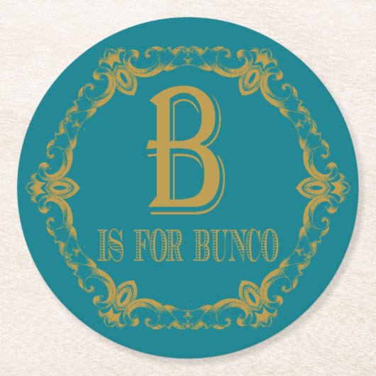 Dessous-de-verre Rond En Papier L'or B est pour Bunco (Devant)