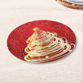 Dessous-de-verre Rond En Papier L'or tourbillonne arbre de Noël d'art moderne (Incliné)