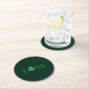 Dessous-de-verre Rond En Papier Love Green Clover moderne St. Patrick's Day