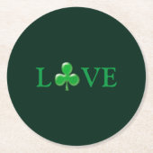 Dessous-de-verre Rond En Papier Love Green Clover moderne St. Patrick's Day (Devant)