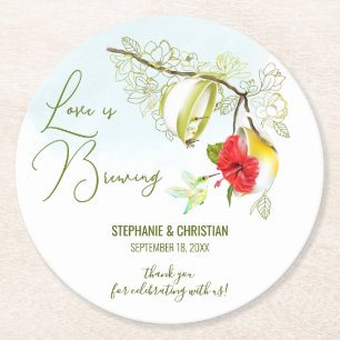 Dessous-de-verre Rond En Papier Love Is Brewing Hummingbird Thé Party