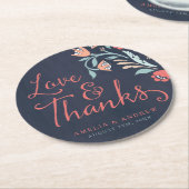 Dessous-de-verre Rond En Papier Love & Merci Bluish Chalkboard Floral Mariage (Incliné)
