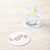 Dessous-de-verre Rond En Papier Love Parties scintillant rose (En situation)